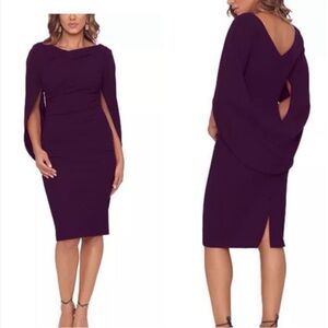 NWT Betsy & Adam A21207 Purple Cape Dress